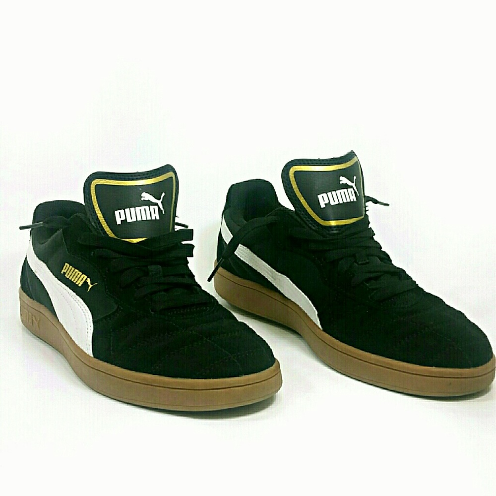 PUMA Classic Black White & Gold Size 9 Men's Shoes